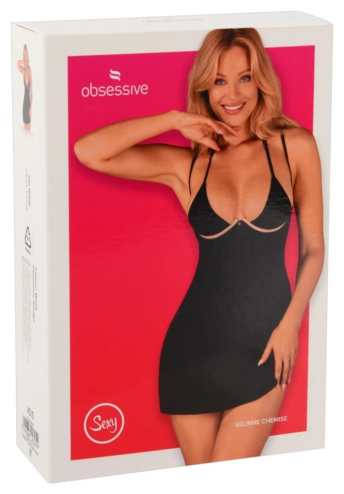 Obsessive Selinne Negligé-Set Schwarz – 2-teiliges Set mit Negligé und String