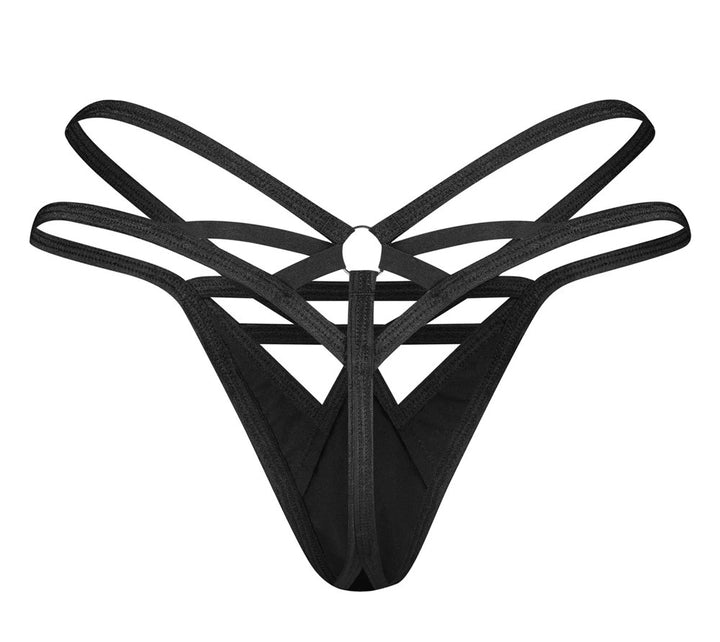 Obsessive String Keira Lise – schwarzes Strappy-Tanga mit O-Ring-Detail, mehrfache Träger, verführerisches Dessous-Design