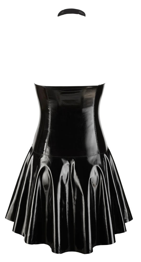 Black Level - Teiltransparentes Minikleid aus Lack schwarz