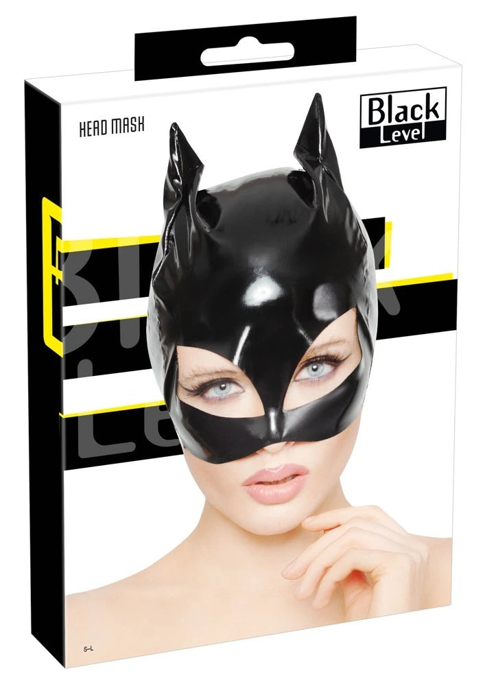 Black Level - Black Cat Kopfmaske aus Lack