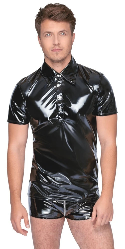 Black Level - Poloshirt aus Lack schwarz