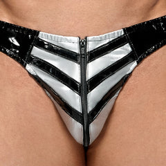 Black Level - Herrn Slip aus Lack schwarz/weiß