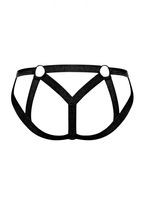 Male Power - "Cage Matte" Strappy Ring Jock schwarz