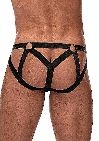 Male Power - "Cage Matte" Strappy Ring Jock schwarz