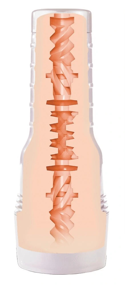 Fleshlight Vina Sky Exotica Masturbator mit spiralförmiger Innenstruktur in Hautton, transparent-klares Gehäuse