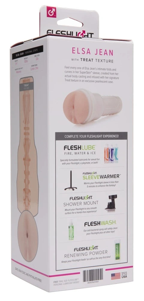 Fleshlight Elsa Jean Treat Masturbator in Hautton – hochwertiger SuperSkin Masturbator in elegantem Perlmutt-Case