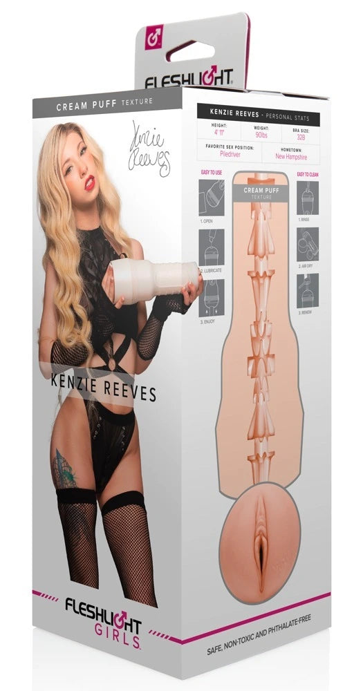 Fleshlight Girls Kenzie Reeves Cream Puff Masturbator in Hautton – realistisches Design, körpersicheres Material
