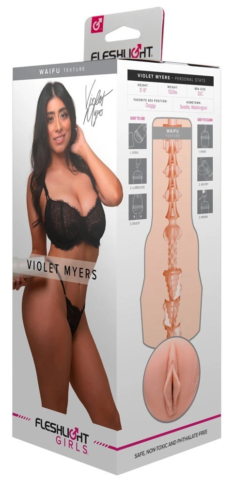 Fleshlight Girls Violet Myers Waifu Masturbator in Hautton mit realistischer Vagina-Öffnung und Waifu-Textur-Einsatz