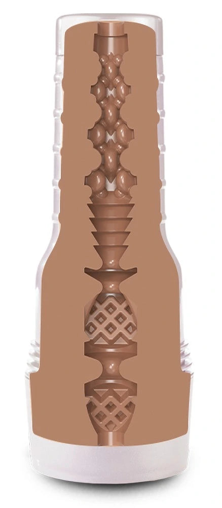Fleshlight Kazumi Masturbator in Caramel – Original Vagina Textur, Premium SuperSkin Material, transparentes Gehäuse