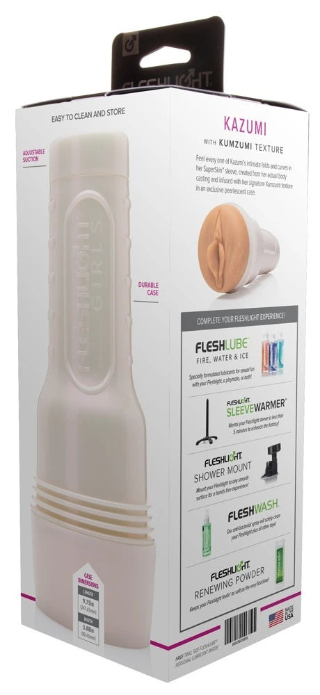 Fleshlight Girls Kazumi Masturbator in Hautfarbe, realistisches Design mit SuperSkin-Material, diskreter Verpackung und KumZu