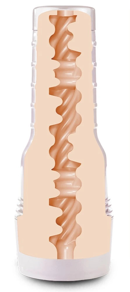 Fleshlight Sky Bri Celestial Masturbator in Hautton mit spiralförmiger Innentextur im transparenten Gehäuse