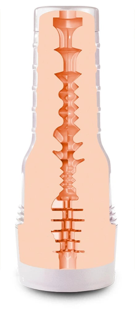 Fleshlight Blake Blossom Bombshell Masturbator in Hautton mit strukturiertem Innenkanal in transparentem Hartgehäuse