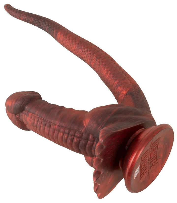 Beasty Cocks Panthera Doppeldildo Fantasy in tiefem Rot, texturiert, mit stabilem Saugfuß, aus hochwertigem Silikon