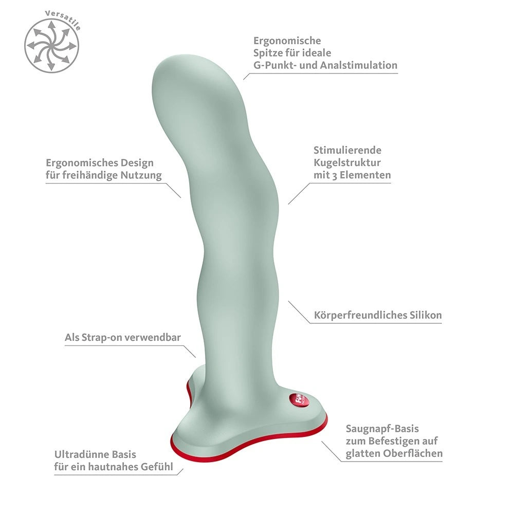 Fun Factory Bouncer Dildo in Mintgrün, körpersicheres Silikon, ergonomische Kugelstruktur, Saugnapf-Basis, G-Punkt-Stimulatio