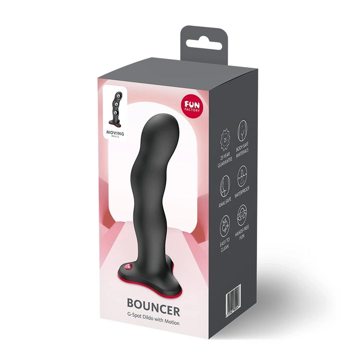 Fun Factory Bouncer G-Spot Dildo in Schwarz mit Bewegungsfunktion – hochwertiges Silikon, wasserdicht, körpersicher