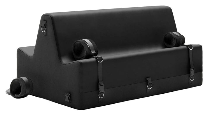 Liberator Steed Bondage Spanking Bench in Schwarz – hochwertige Kunstleder-Spankingbank mit Fesselmanschetten und Gurtsystem