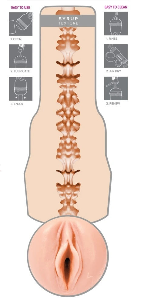 Fleshlight Emma Hix Masturbator Syrup, realistische Vagina-Öffnung, hautfarbenes Silikon, Syrup-Textur, Premium-Qualität