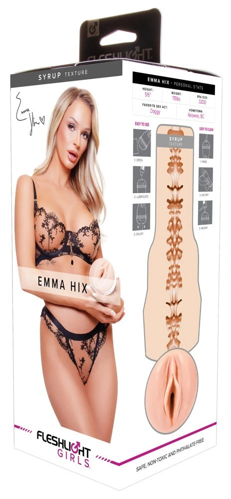 Fleshlight Girls Emma Hix Masturbator Syrup, hautfarben, realistisches Design, sicheres Premium-Material, diskret verpackt