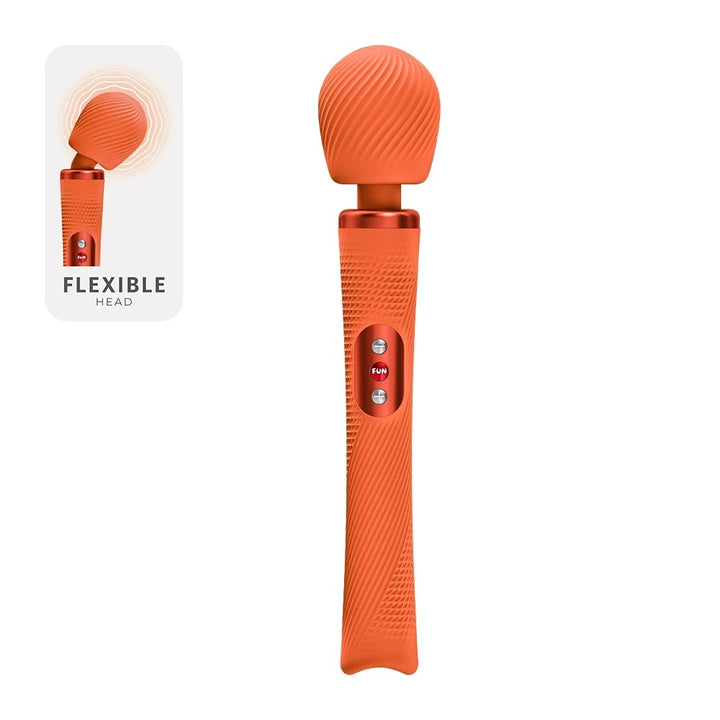 Fun Factory VIM Premium-Massagestab in leuchtendem Orange, flexibler Silikonkopf, ergonomischer Griff mit Steuertasten