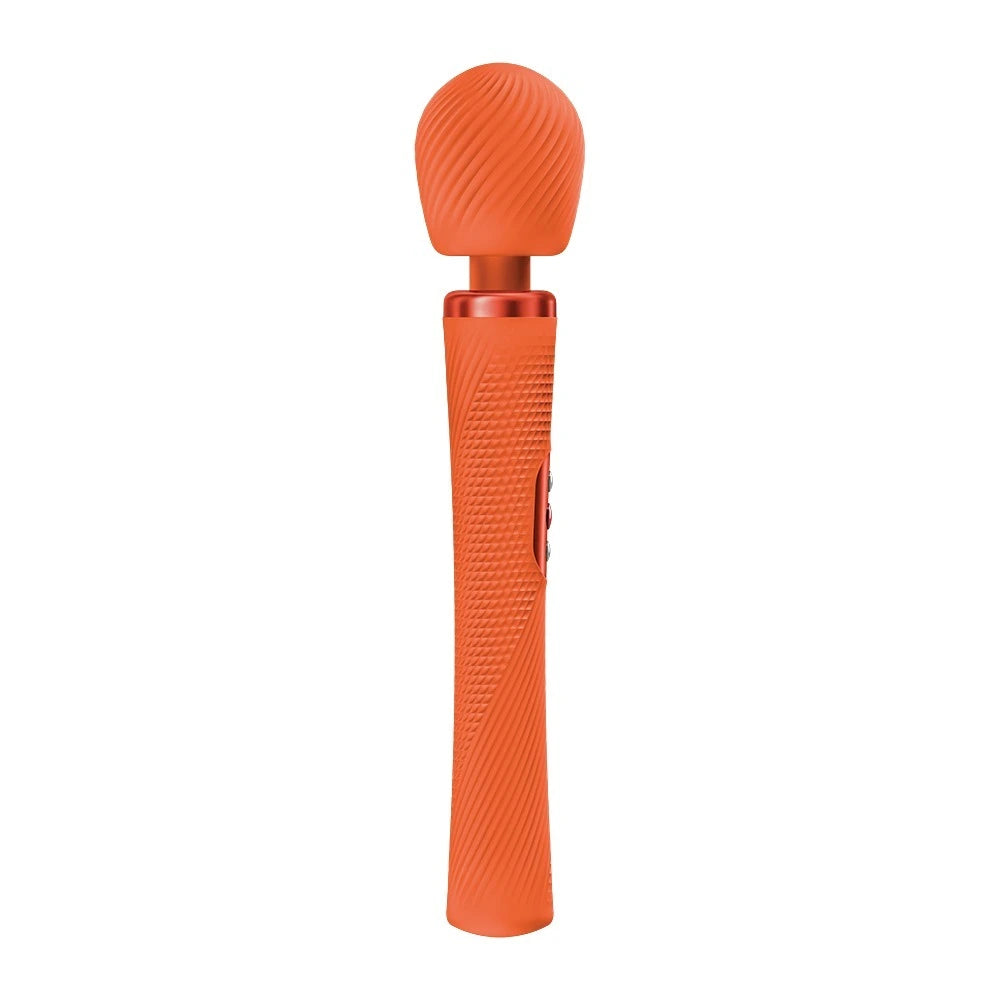 Fun Factory VIM Premium-Massagestab in leuchtendem Orange, strukturiertes Silikon, ergonomischer Griff mit Bedienelementen