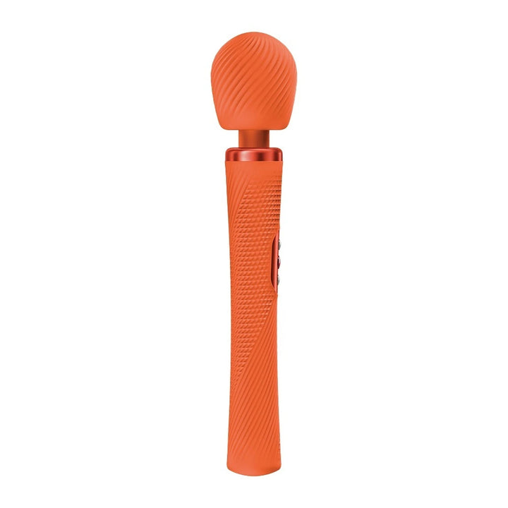 Fun Factory VIM Premium-Massagestab in leuchtendem Orange, strukturiertes Silikon, ergonomischer Griff mit Bedienelementen