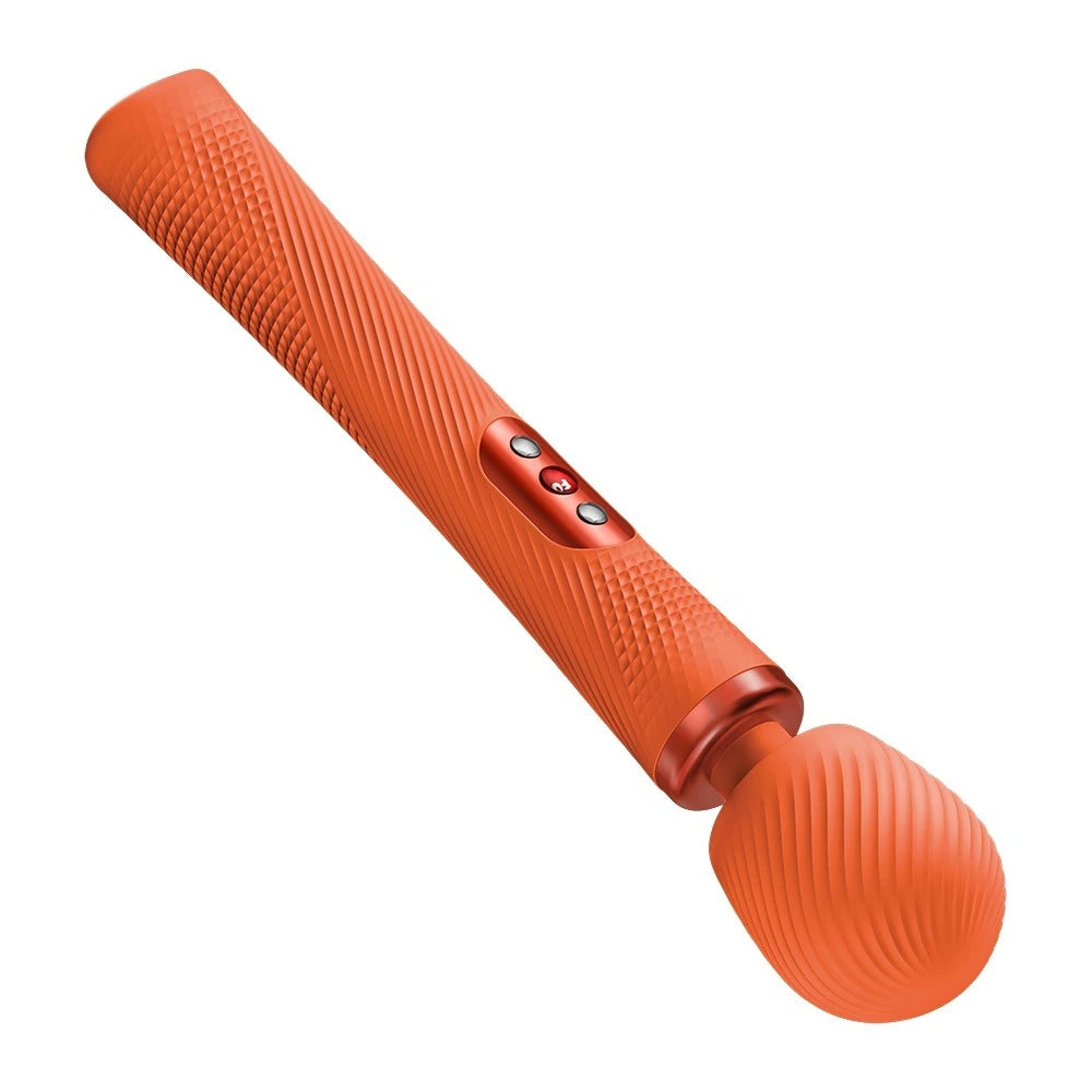Fun Factory VIM Premium-Massagestab in leuchtendem Orange, ergonomischer Silikongriff mit Diamantstruktur und flexiblem Massa