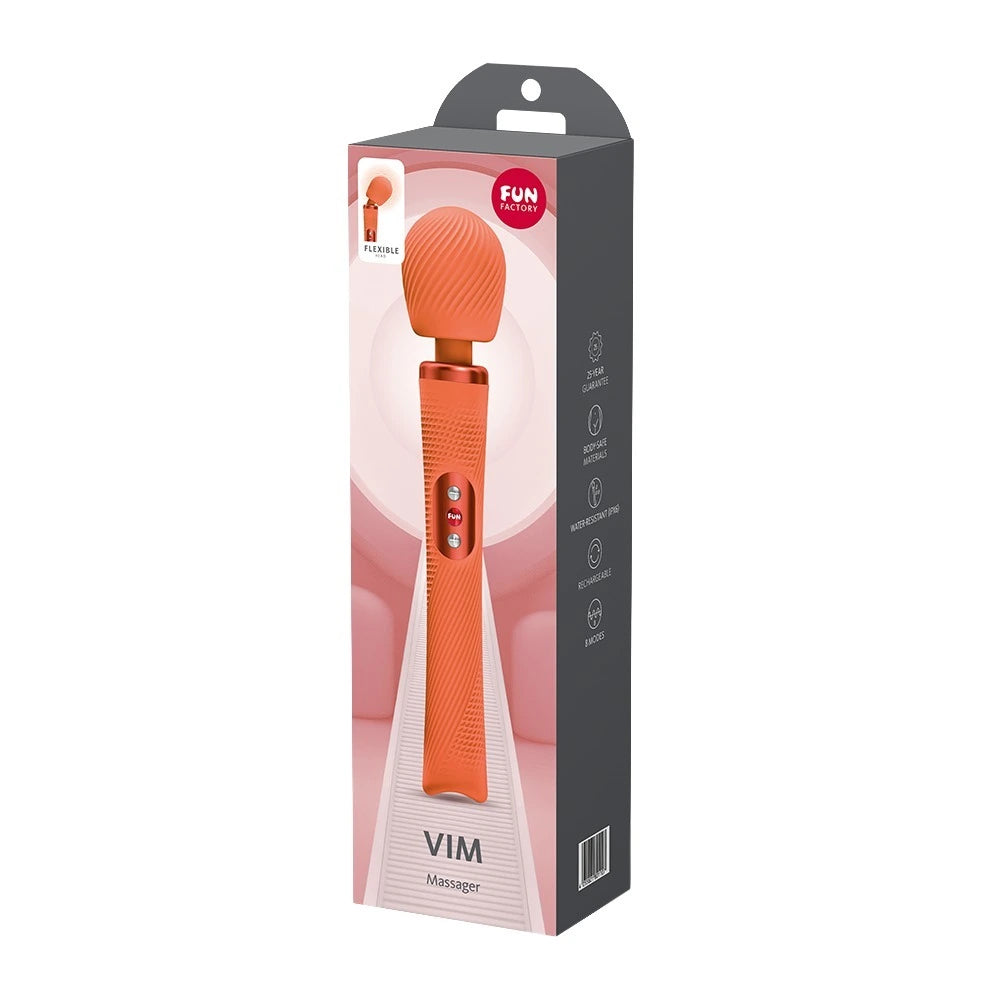 Fun Factory VIM Massagestab in Coral-Orange, flexibler Silikonkopf, ergonomischer Griff, Originalverpackung