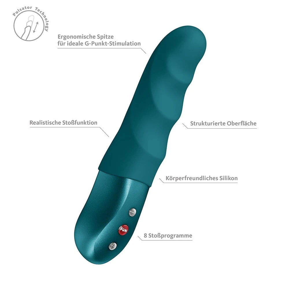 Fun Factory STRONIC PETITE Stoßvibrator in Petrol, ergonomische G-Punkt-Spitze, körperfreundliches Silikon, 8 Programme