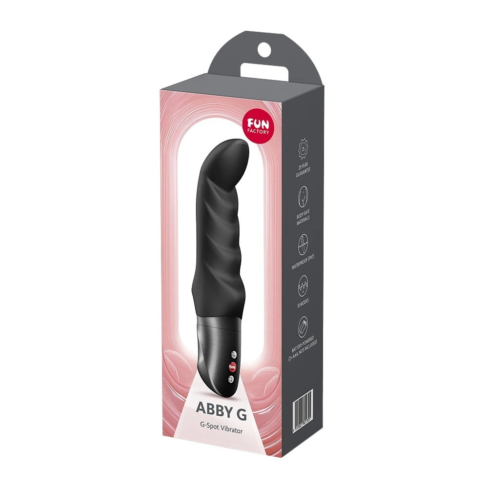 Fun Factory ABBY G G-Punkt-Vibrator in Schwarz – ergonomisch geschwungen, mit spiralförmiger Silikon-Textur, 10 Intensitätsst