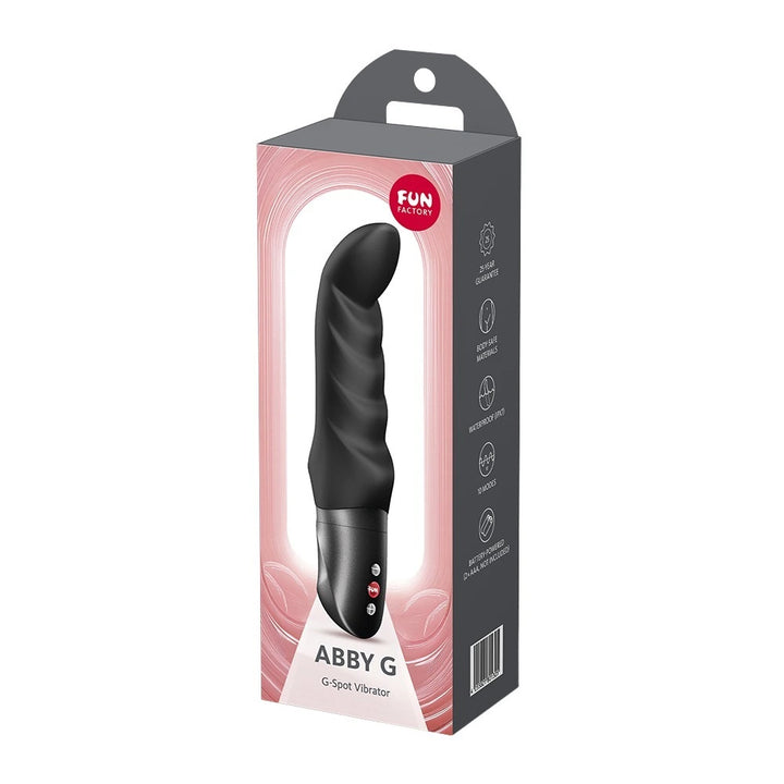 Fun Factory ABBY G G-Punkt-Vibrator in Schwarz – ergonomisch geschwungen, mit spiralförmiger Silikon-Textur, 10 Intensitätsst