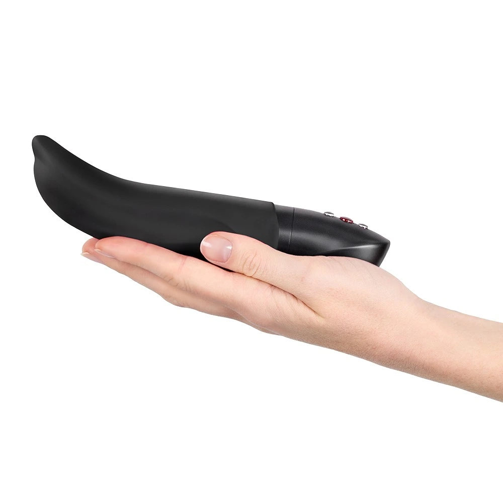 Fun Factory DIVA DOLPHIN G-Punkt-Vibrator in Schwarz aus Silikon, elegant in einer Hand gehalten