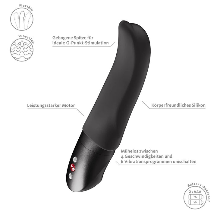 Fun Factory DIVA DOLPHIN G-Punkt-Vibrator in Schwarz, gebogene Silikon-Spitze, 4 Stufen, 6 Programme, batteriebetrieben