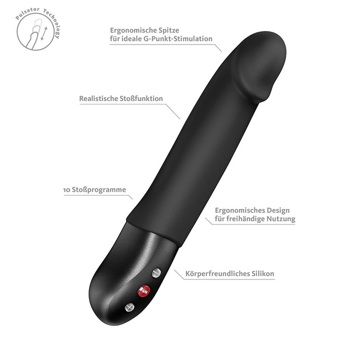 Fun Factory STRONIC REAL Stoßvibrator in Schwarz, körperfreundliches Silikon, ergonomisches Design mit Pulsator-Technologie