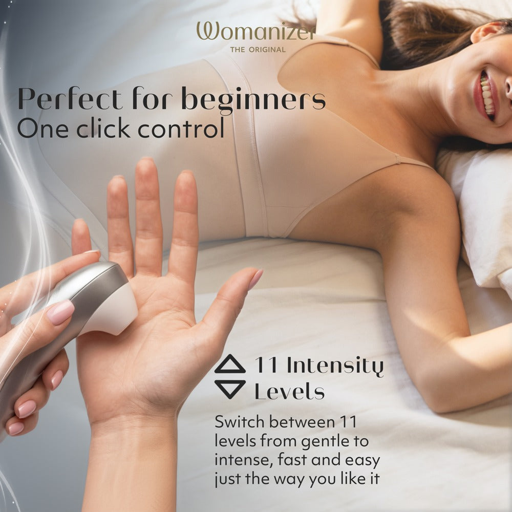 Womanizer Pro Klitorisstimulator mit 11 Intensitäten – Silber