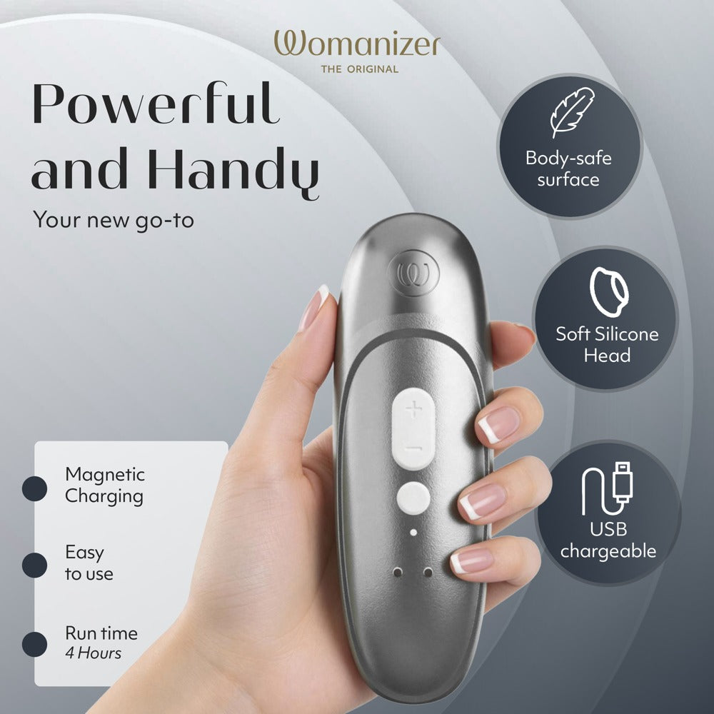 Womanizer Pro Klitorisstimulator mit 11 Intensitäten – Silber