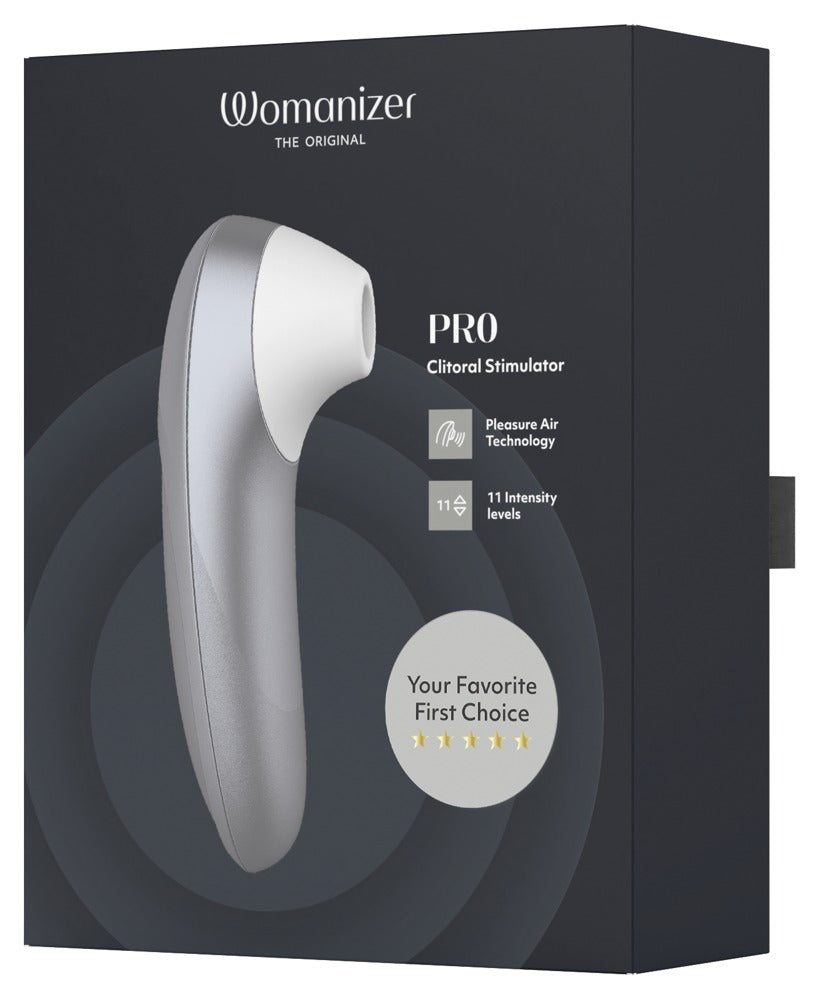 Womanizer Pro Klitorisstimulator mit 11 Intensitäten – Silber