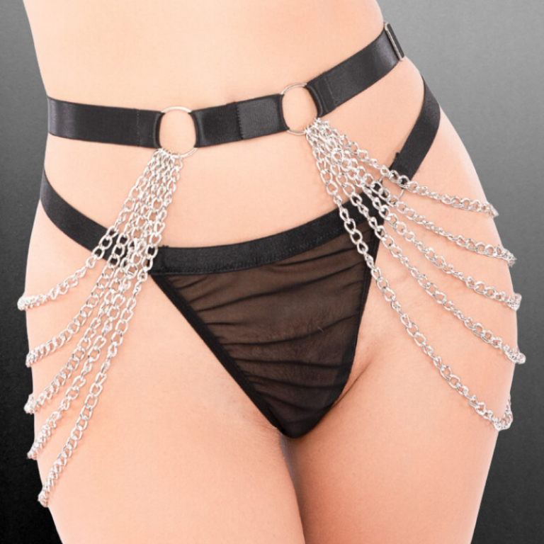 Kinky Diva Kettengürtel Schwarz Silber