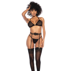 Mapalé - "Sloane Sheer Applique" Dreiteiliges Set schwarz