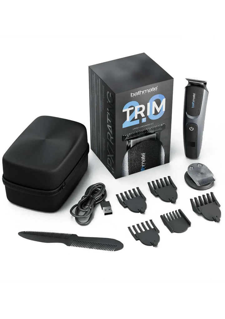 Bathmate Trim 2.0 Präzisions-Trimmer Set in Anthrazit mit 6 Aufsätzen, Kamm, USB-Kabel und Etui
