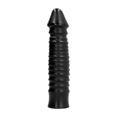 All Black Dildo AB29 26 cm - Gerippter Dildo mit tiefen Rillen aus flexiblem PVC