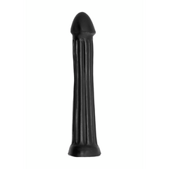 All Black Dildo AB30 31 cm - Kerzenform Dildo mit Rillen aus flexiblem PVC