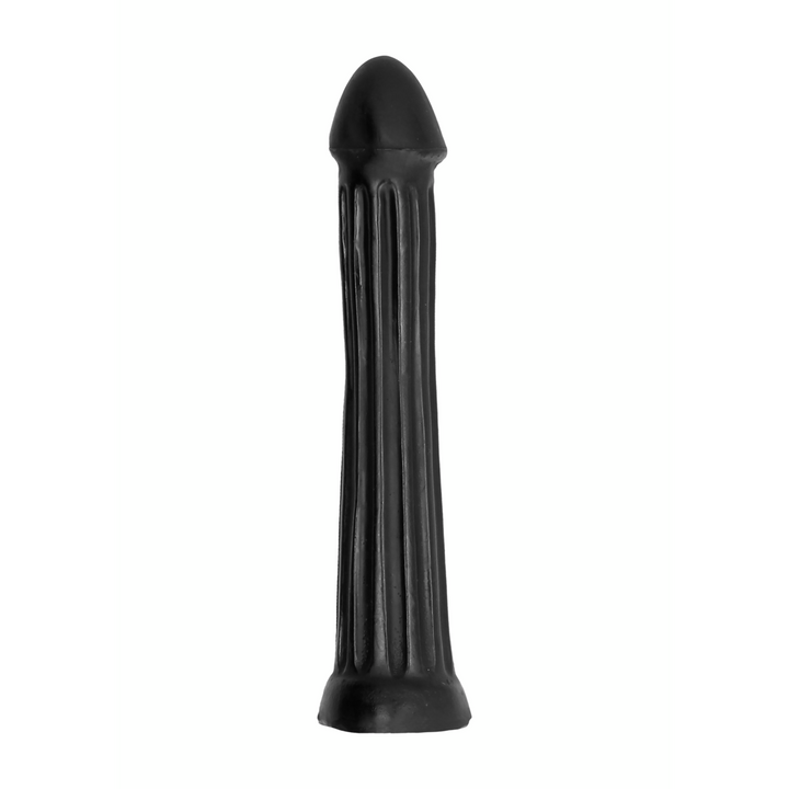 All Black Dildo AB30 31 cm - Kerzenform Dildo mit Rillen aus flexiblem PVC