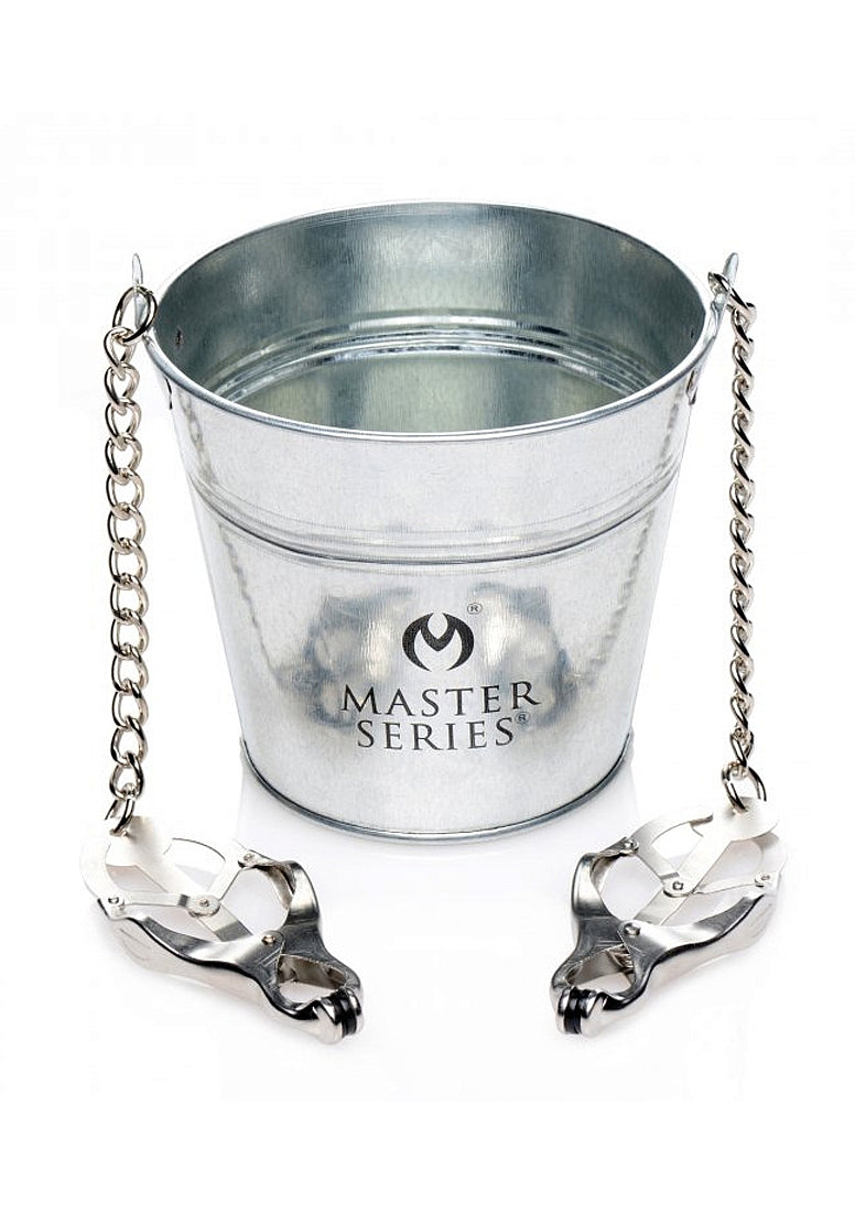 Master Series - Sklaveneimer mit Nippelklemmen Labiaklemmen Gewichtsspiel – Slave Bucket Master Series
