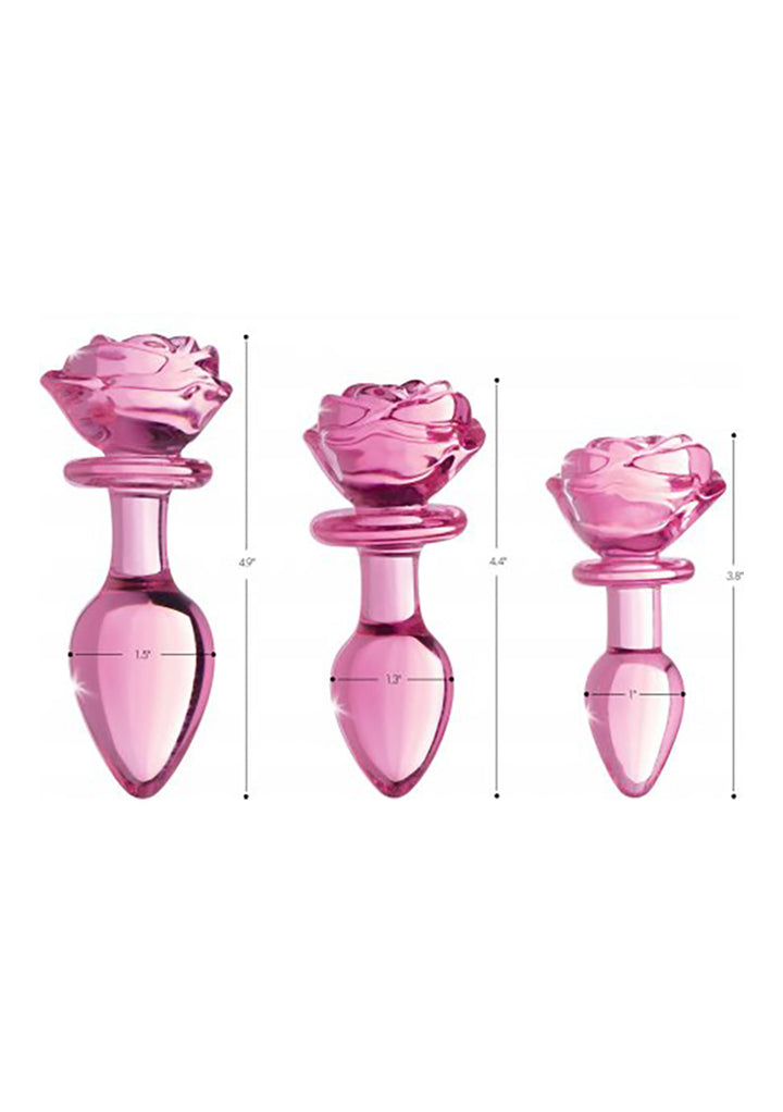 Booty Sparks - Analplug "Pink Rose" aus Glas groß rosa