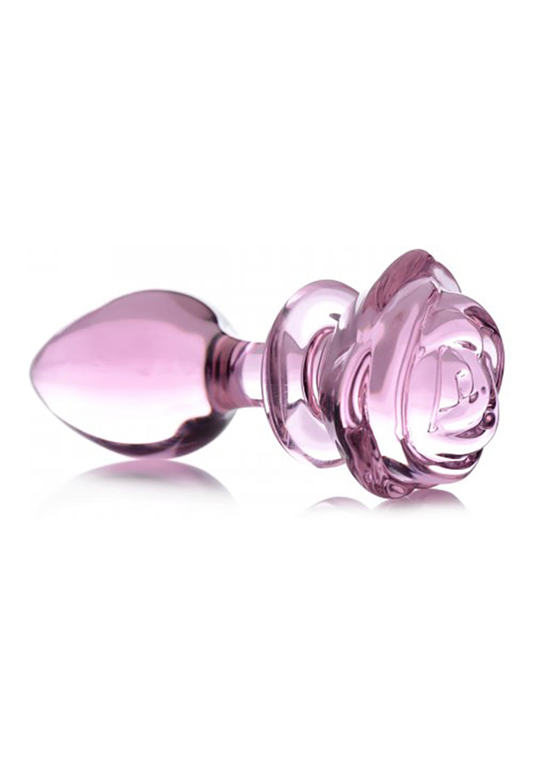 Booty Sparks - Analplug "Pink Rose" aus Glas groß rosa