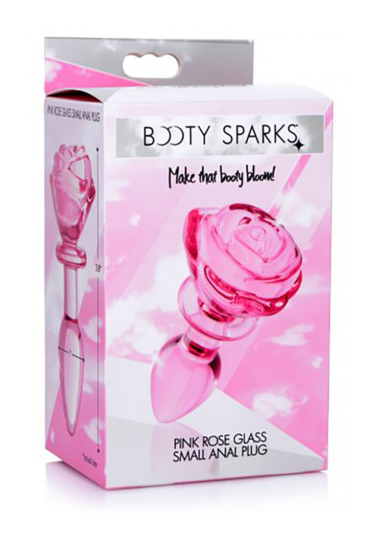 Booty Sparks - Analplug "Pink Rose" aus Glas klein rosa