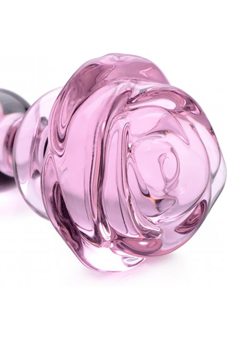 Booty Sparks - Analplug "Pink Rose" aus Glas klein rosa