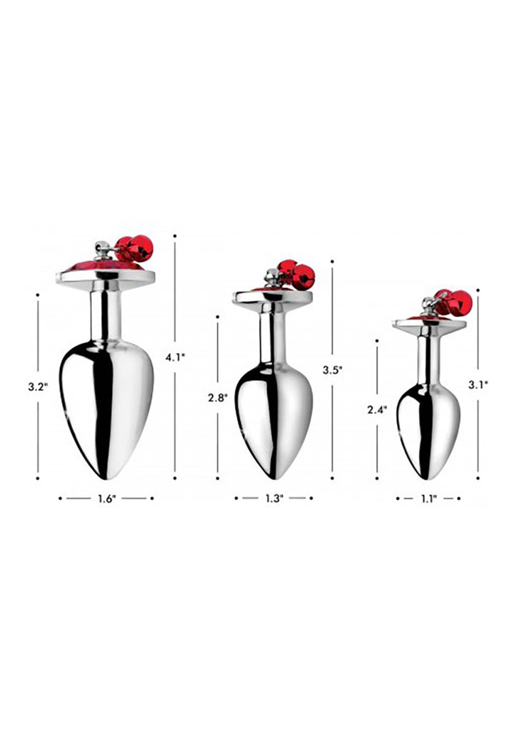 Analplug-Set 3-teilig roter Edelstein Glckchen Metall Temperaturspiele Booty Sparks KinkySabine Analplug-Set 3-teilig roter Edelstein Glckchen Metall Temperaturspiele Booty Sparks KinkySabine