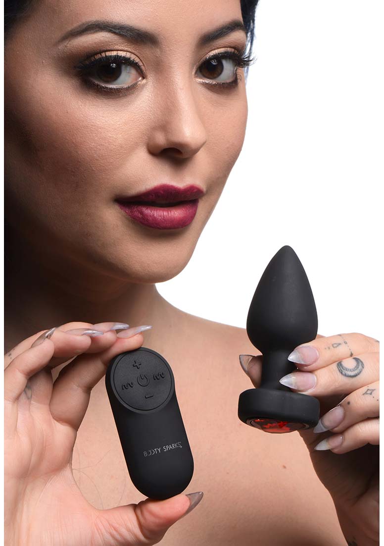 Booty Sparks - 28X Vibrierender Analplug in Herzform rot klein