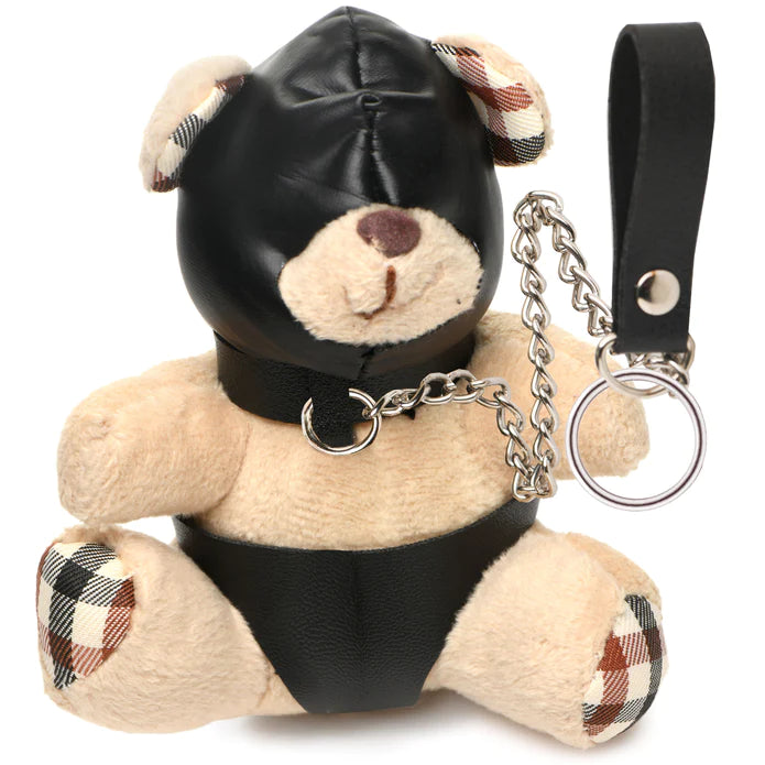 Master Series Bondage Teddy mit Hood Maske und Leine - BDSM Schlüsselanhänger für Sensory Deprivation Fans